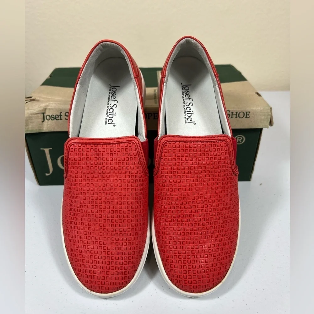 Josef Seibel Woven red Leather slip on Sneakers 37